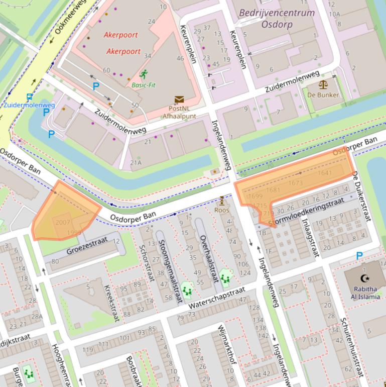 Kaart van postcodegebied 1069TK.