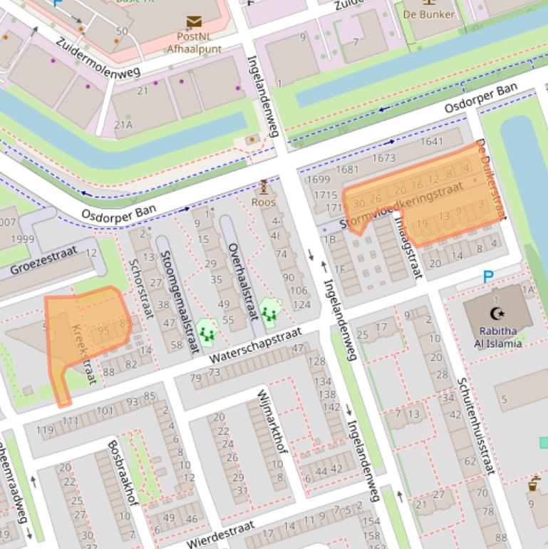 Kaart van postcodegebied 1069TN.