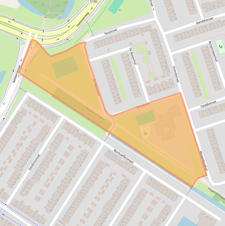 Kaart van postcodegebied 1069TV.
