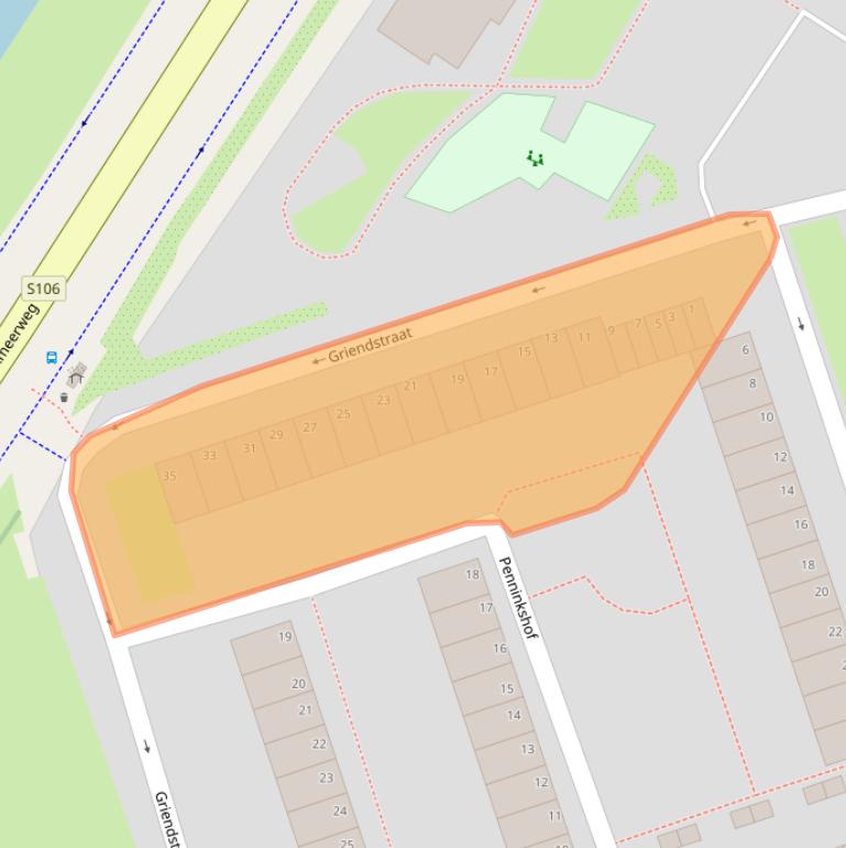 Kaart van postcodegebied 1069TZ.