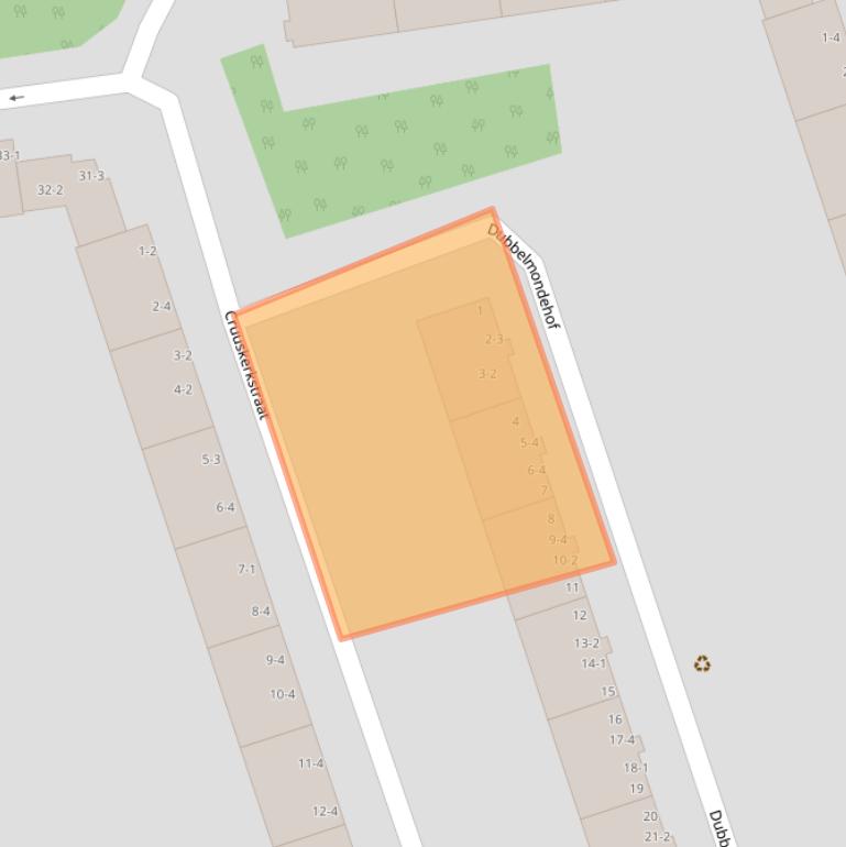 Kaart van postcodegebied 1069XX.