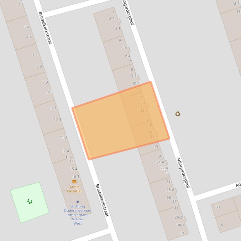 Kaart van postcodegebied 1069ZN.