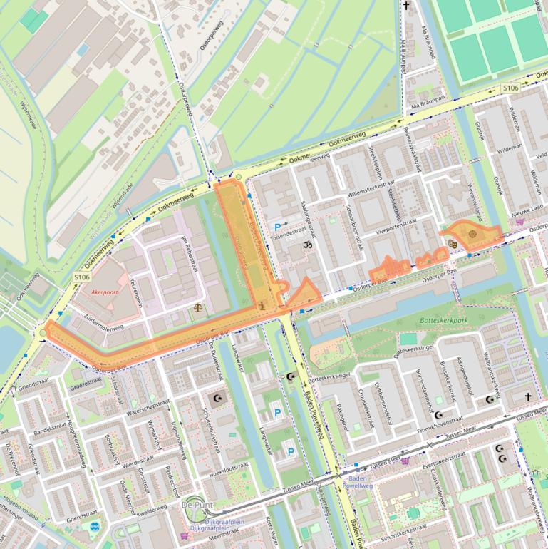 Kaart van postcodegebied 1069ZR.