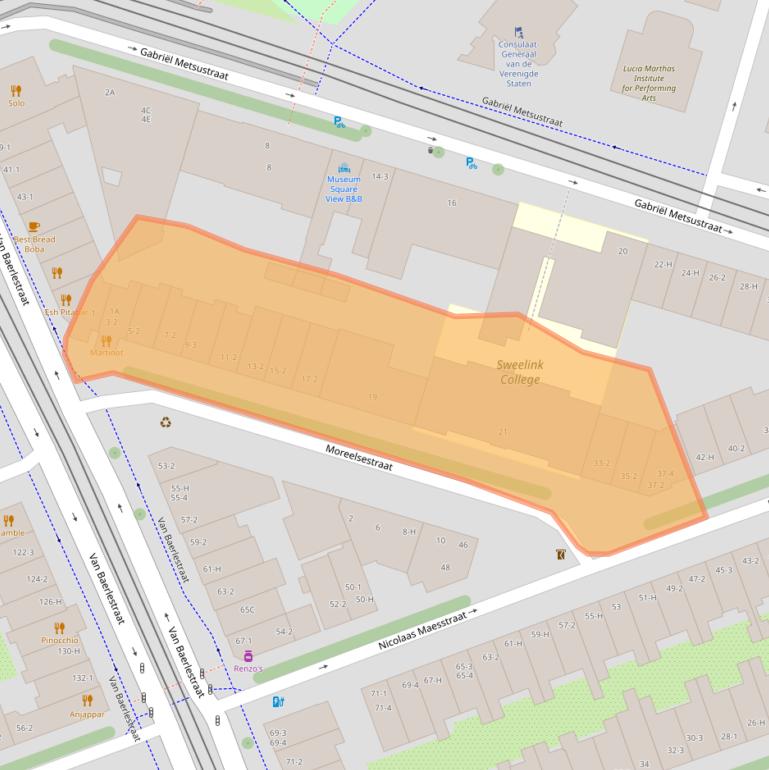 Kaart van postcodegebied 1071BJ.