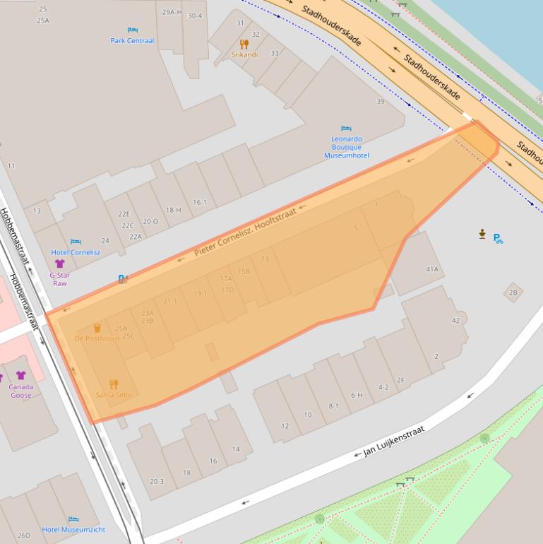 Kaart van postcodegebied 1071BL.