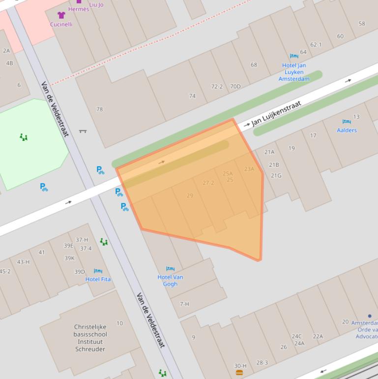 Kaart van postcodegebied 1071CK.