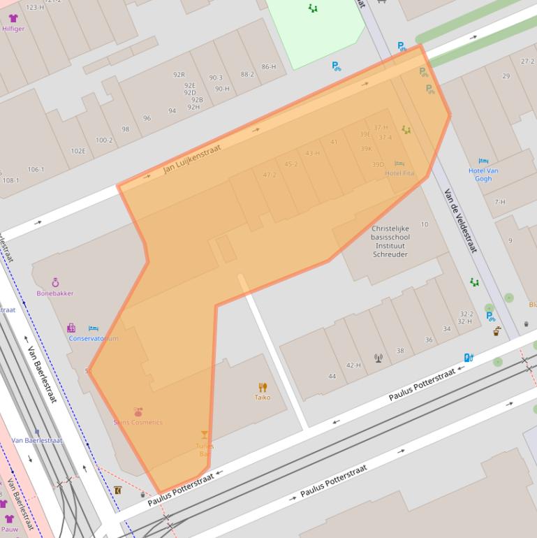 Kaart van postcodegebied 1071CL.