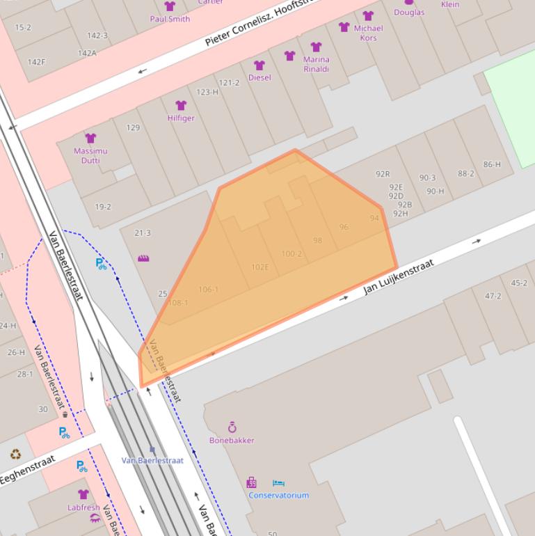 Kaart van postcodegebied 1071CV.