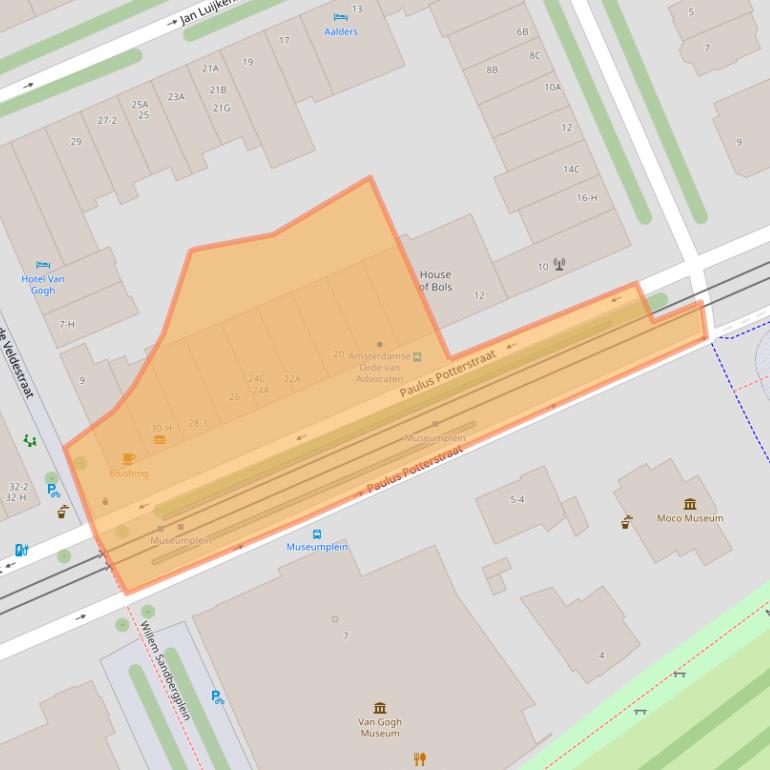 Kaart van postcodegebied 1071DA.