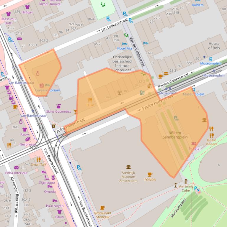 Kaart van postcodegebied 1071DB.