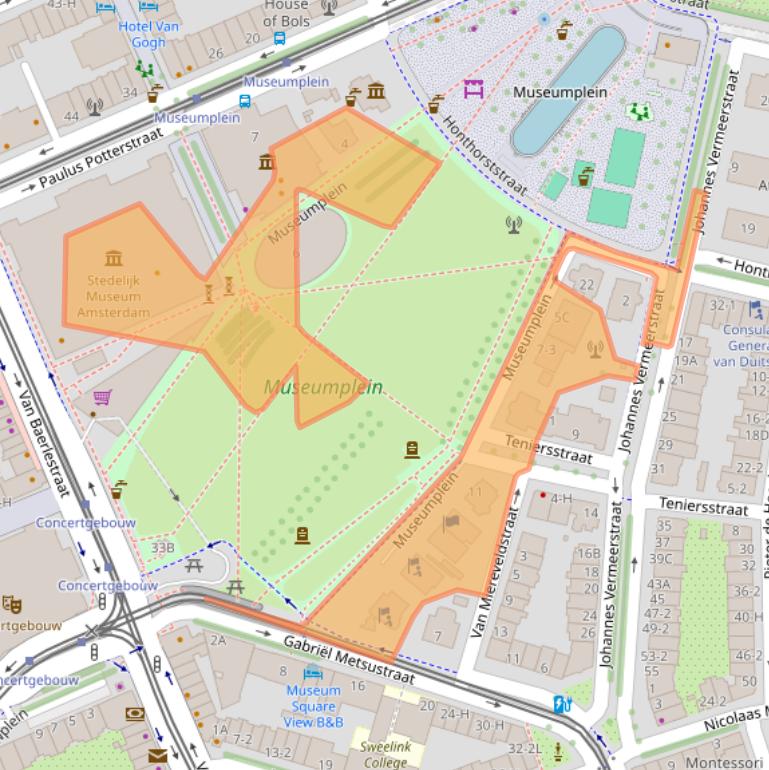 Kaart van postcodegebied 1071DJ.