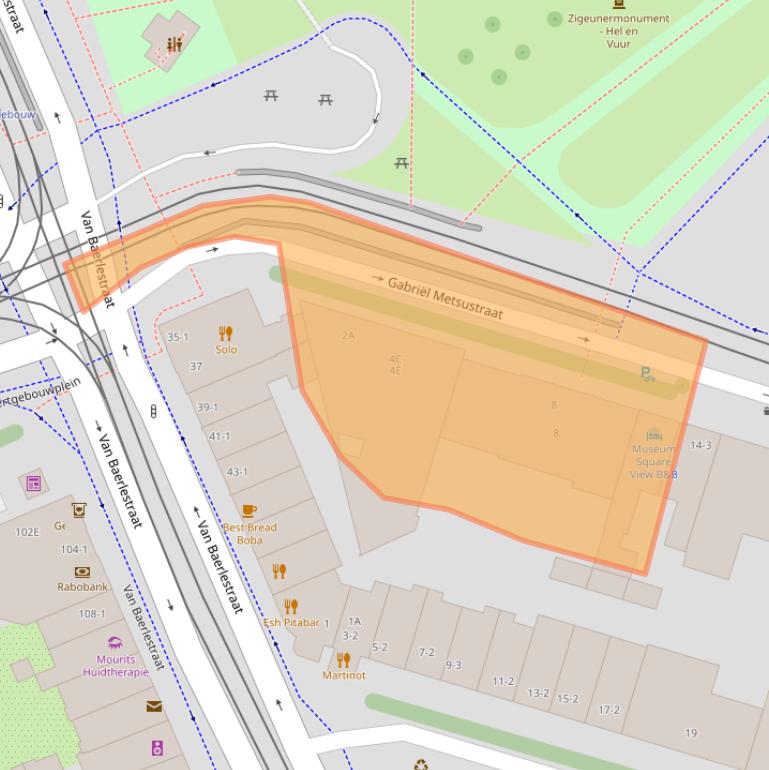 Kaart van postcodegebied 1071EA.