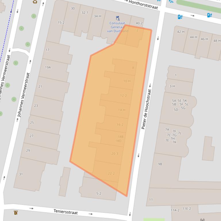 Kaart van postcodegebied 1071EE.