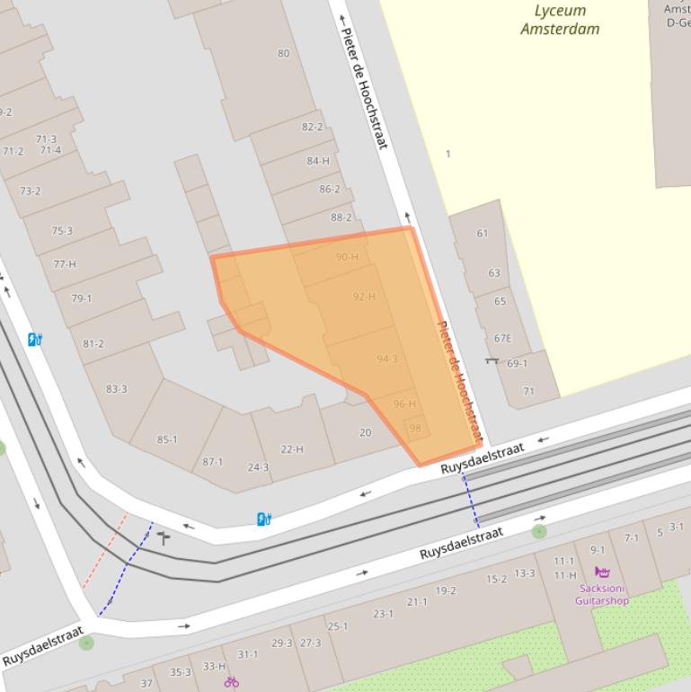 Kaart van postcodegebied 1071EK.