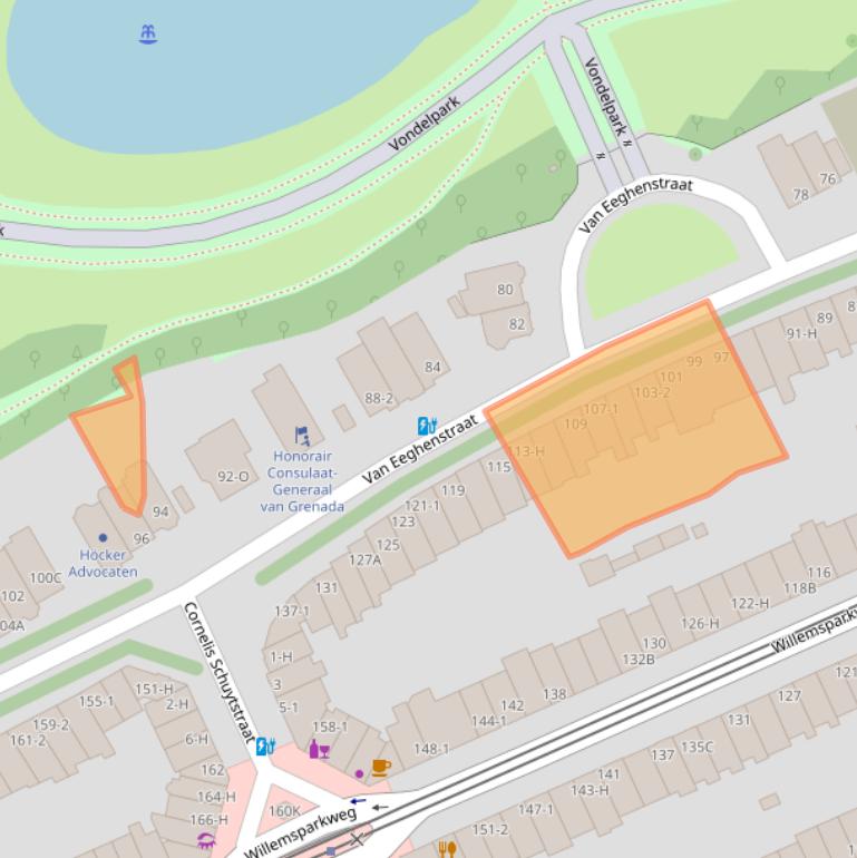 Kaart van postcodegebied 1071EZ.