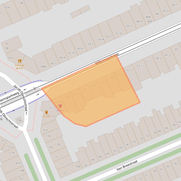 Kaart van postcodegebied 1071GS.