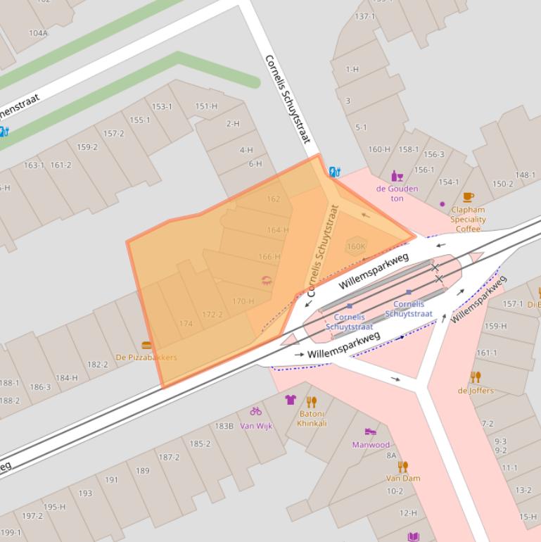 Kaart van postcodegebied 1071HT.