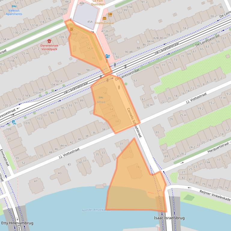 Kaart van postcodegebied 1071JL.