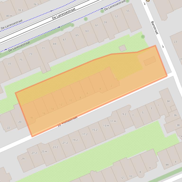 Kaart van postcodegebied 1071JR.