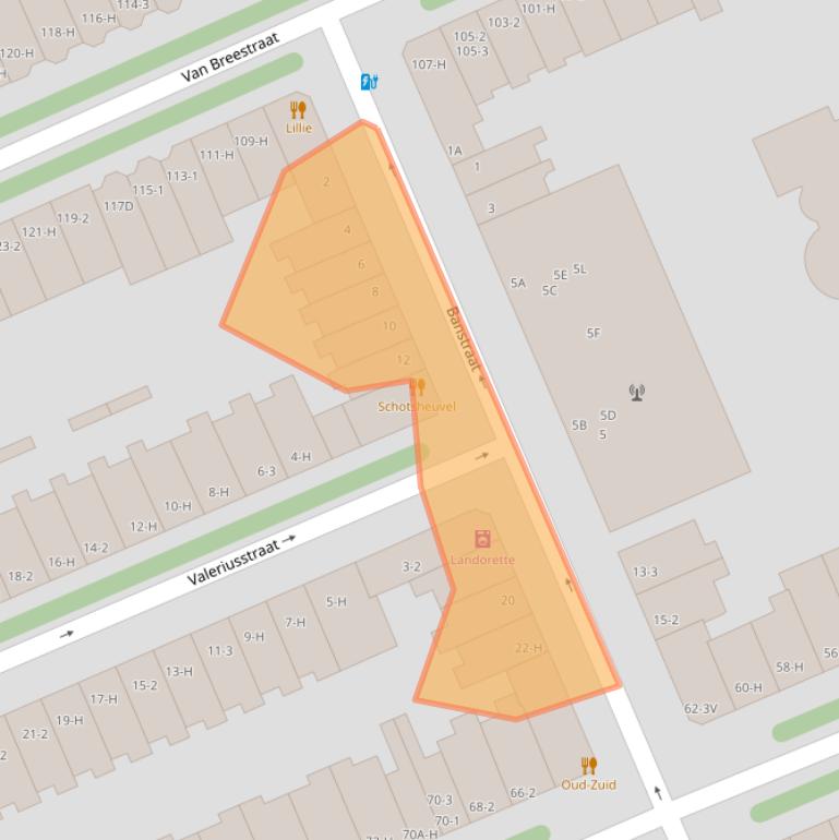 Kaart van postcodegebied 1071JZ.