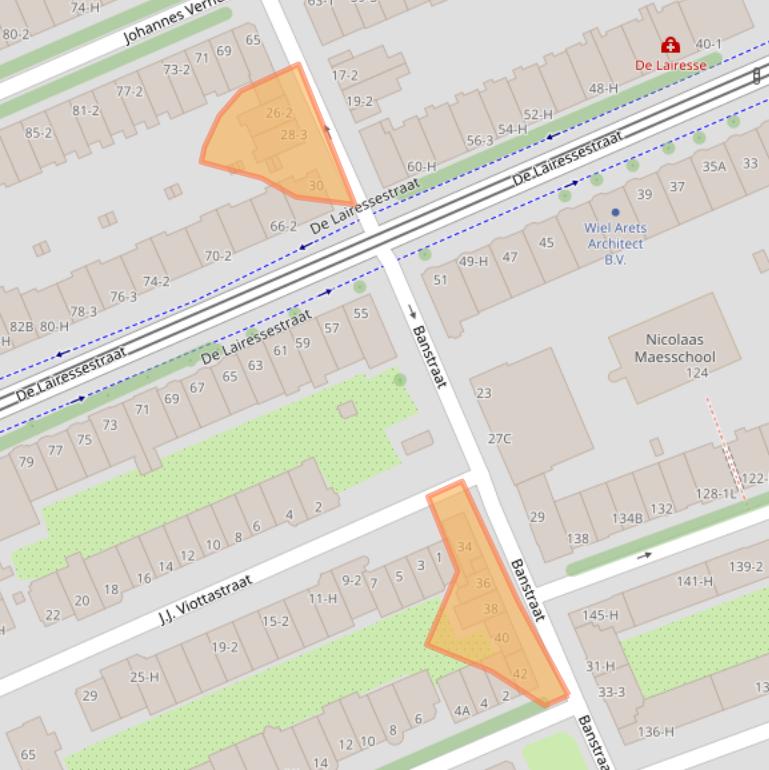 Kaart van postcodegebied 1071KA.