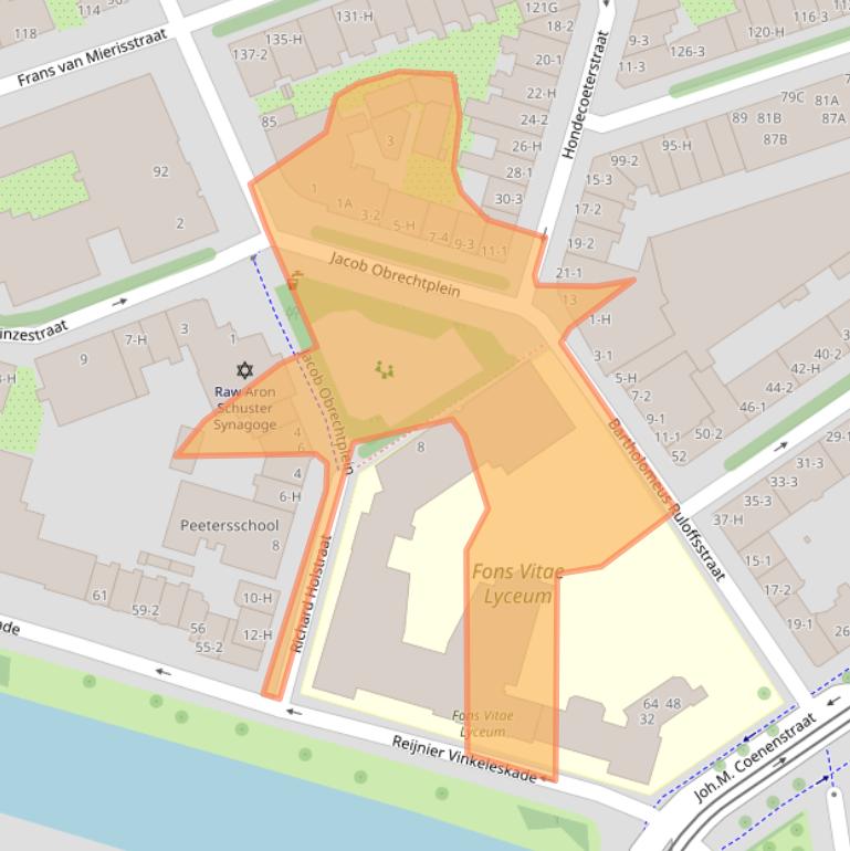 Kaart van postcodegebied 1071KS.