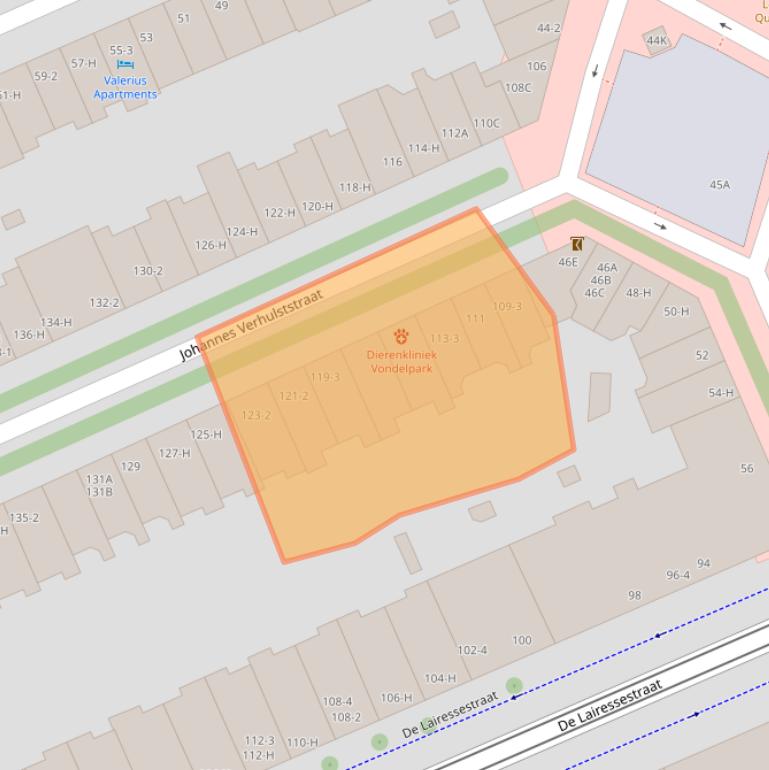 Kaart van postcodegebied 1071MZ.