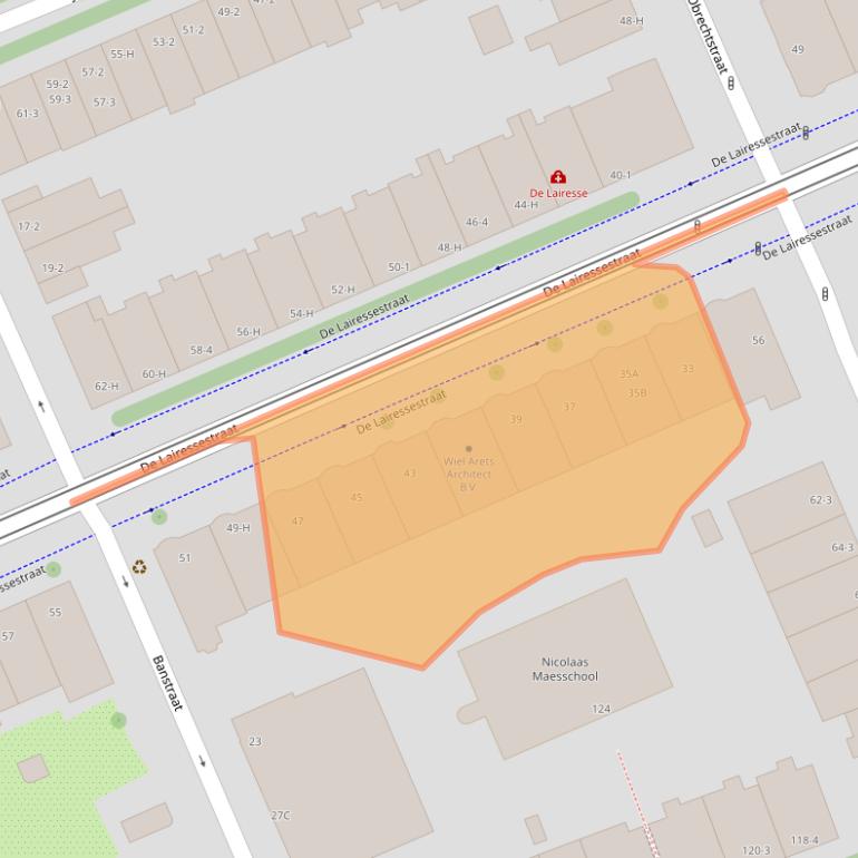 Kaart van postcodegebied 1071NS.