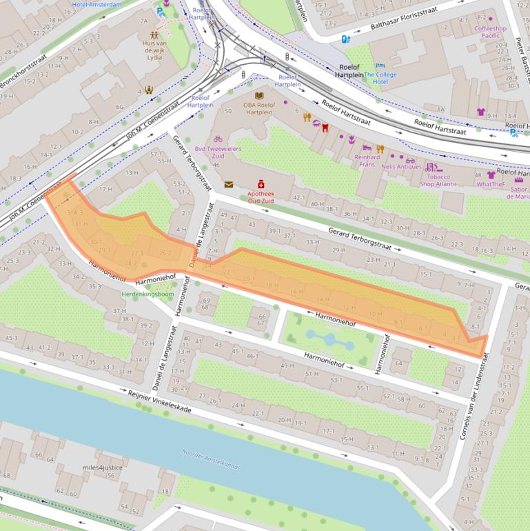 Kaart van postcodegebied 1071TC.