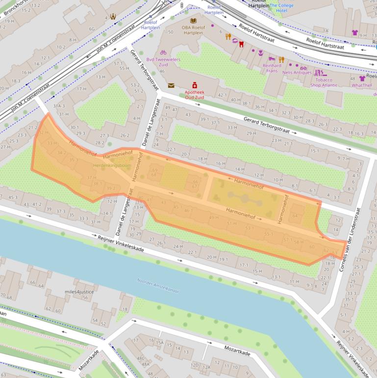 Kaart van postcodegebied 1071TD.