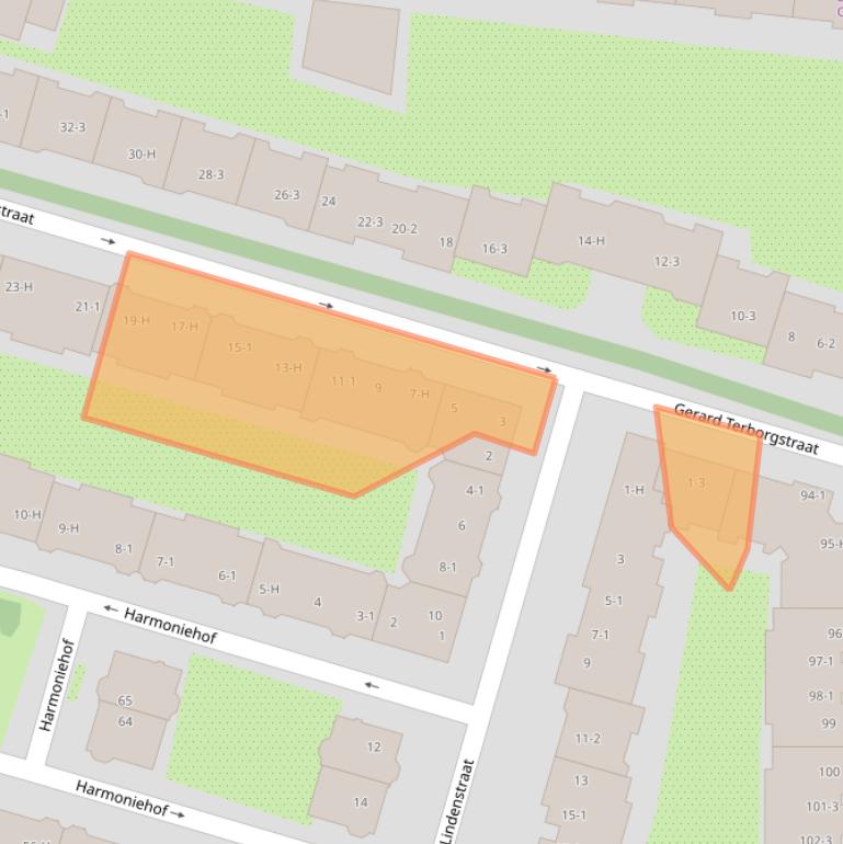 Kaart van postcodegebied 1071TJ.
