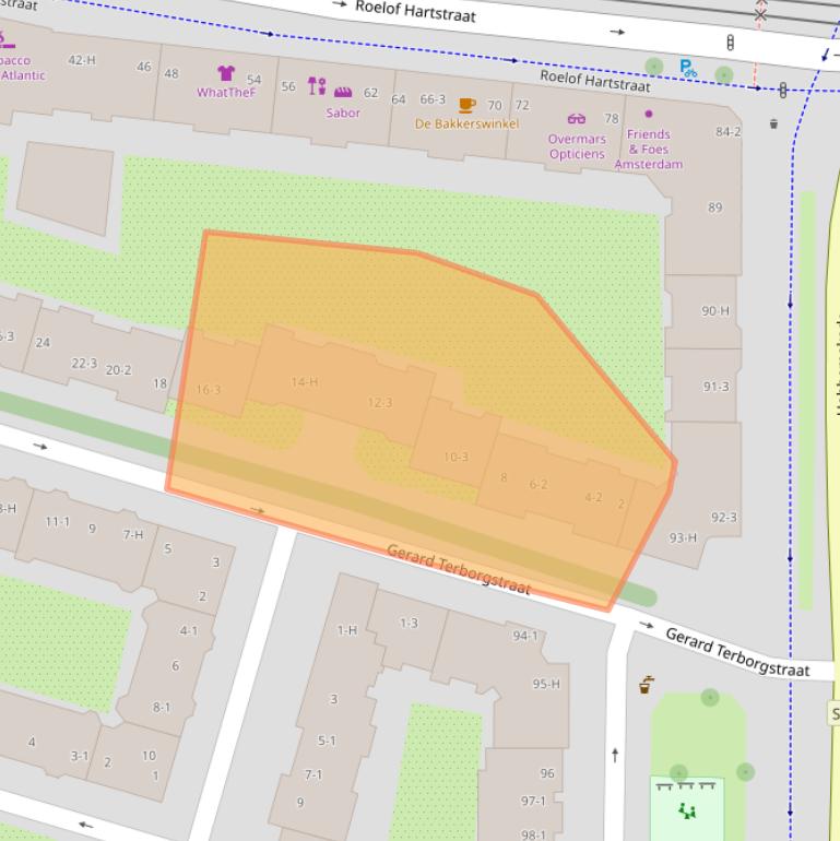 Kaart van postcodegebied 1071TM.