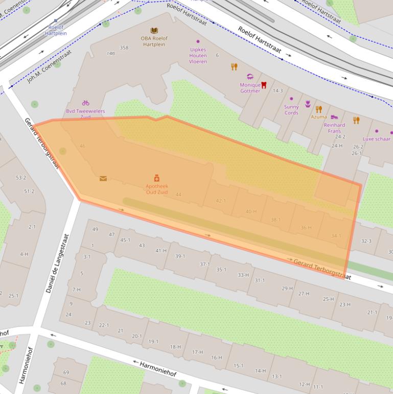 Kaart van postcodegebied 1071TP.