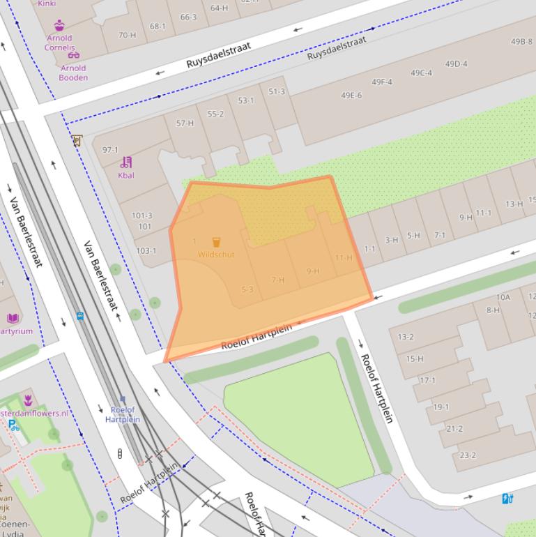 Kaart van postcodegebied 1071TR.