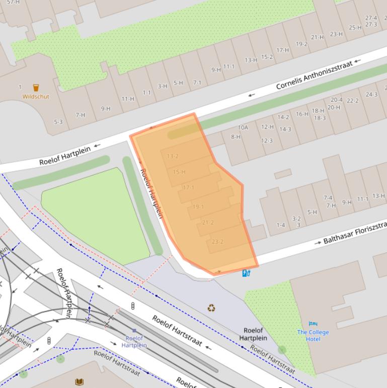 Kaart van postcodegebied 1071TS.