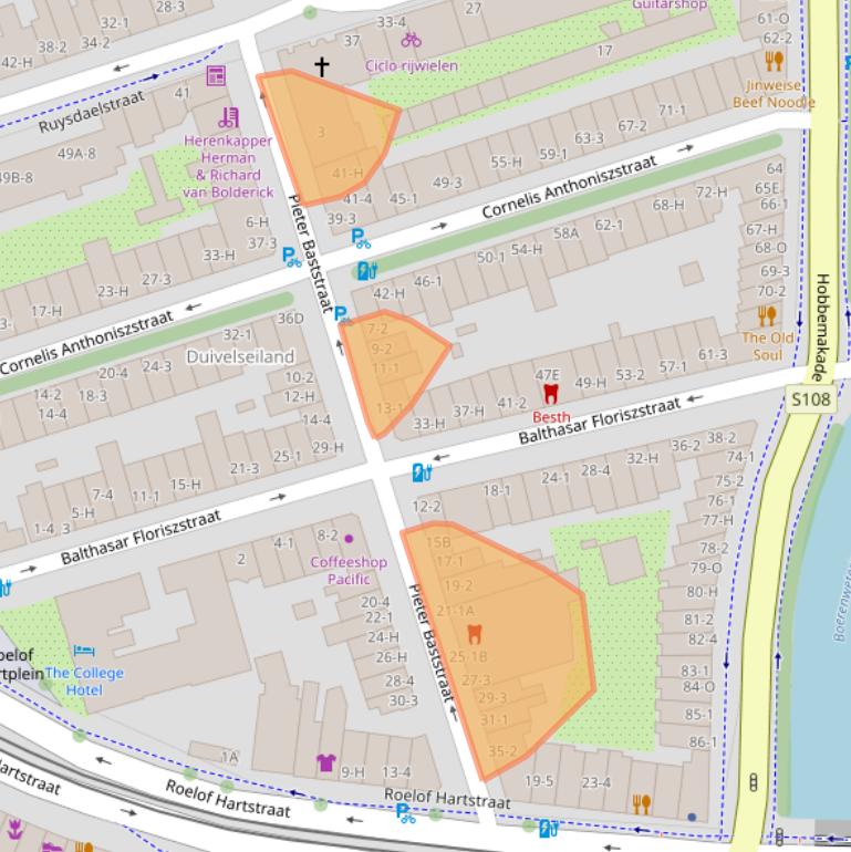 Kaart van postcodegebied 1071TV.