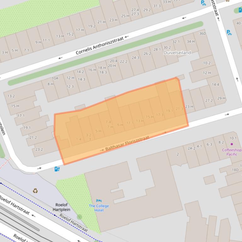 Kaart van postcodegebied 1071TZ.