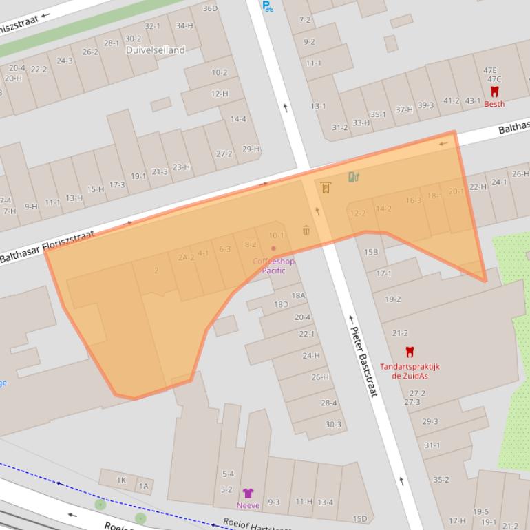 Kaart van postcodegebied 1071VC.