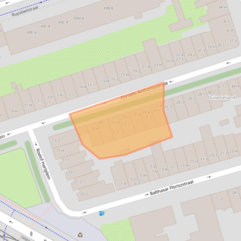 Kaart van postcodegebied 1071VT.