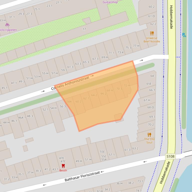 Kaart van postcodegebied 1071VX.