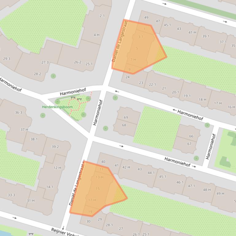 Kaart van postcodegebied 1071VZ.