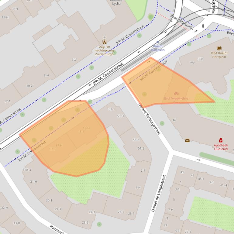 Kaart van postcodegebied 1071WC.