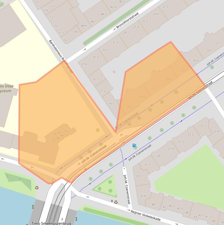 Kaart van postcodegebied 1071WH.