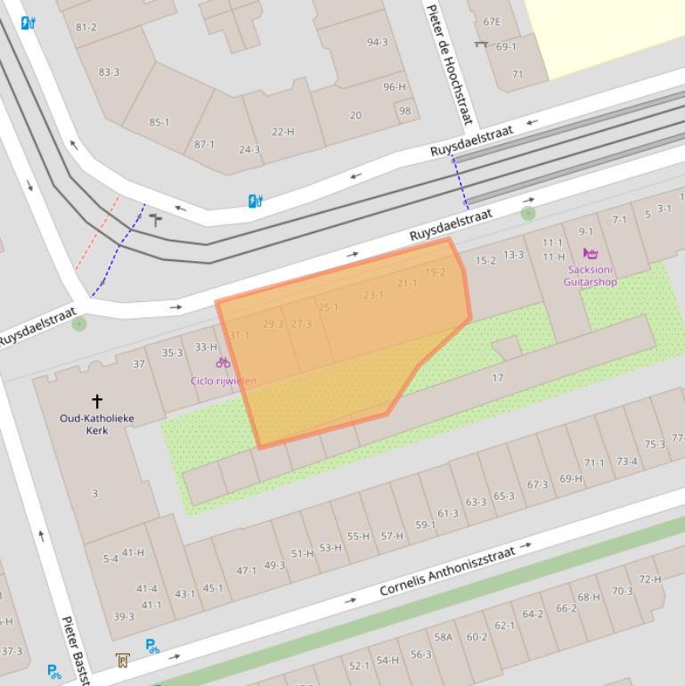 Kaart van postcodegebied 1071WZ.