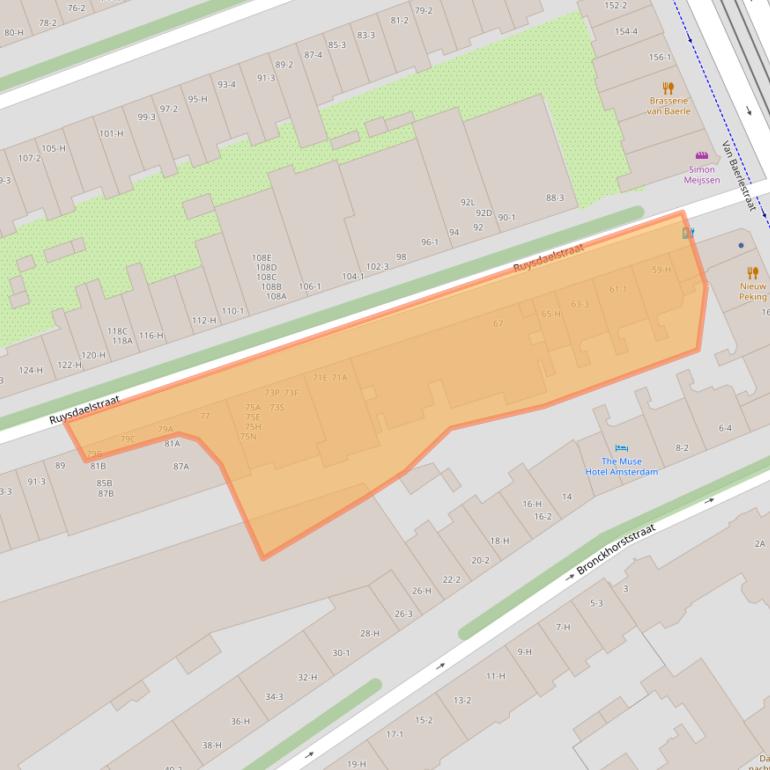 Kaart van postcodegebied 1071XB.