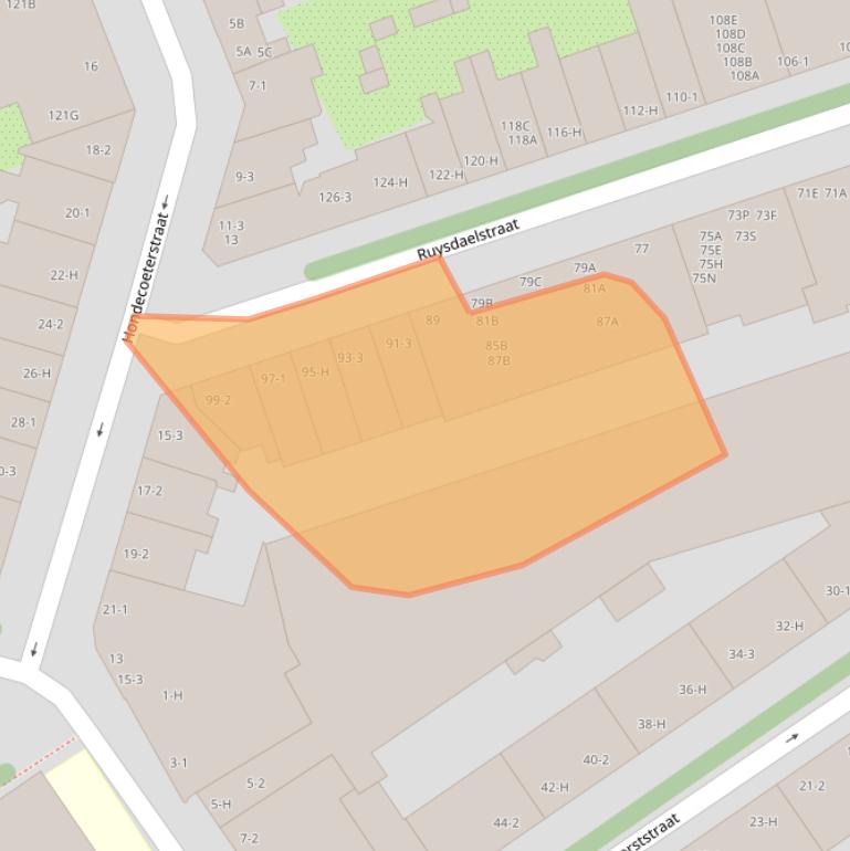 Kaart van postcodegebied 1071XC.