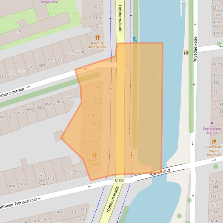 Kaart van postcodegebied 1071XM.