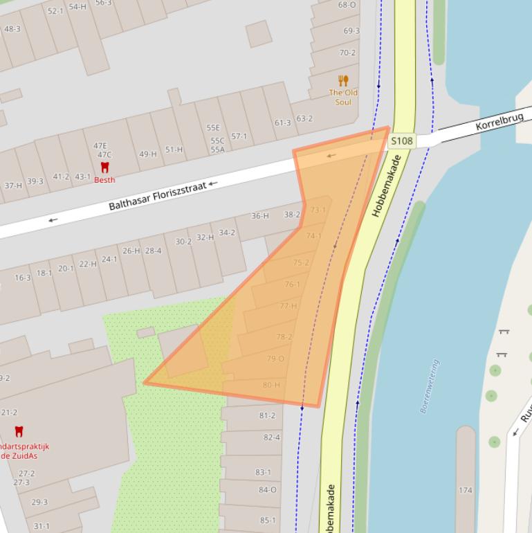 Kaart van postcodegebied 1071XN.