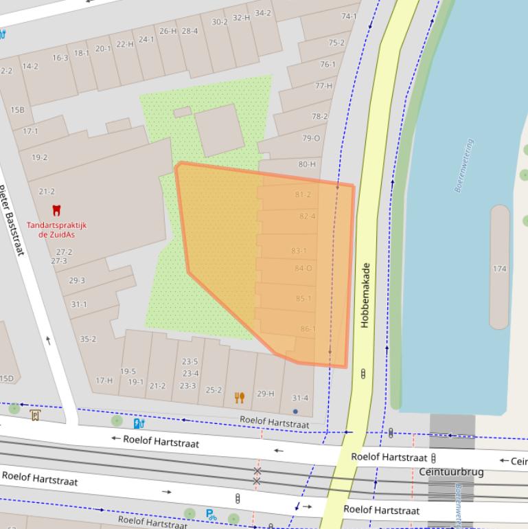 Kaart van postcodegebied 1071XP.