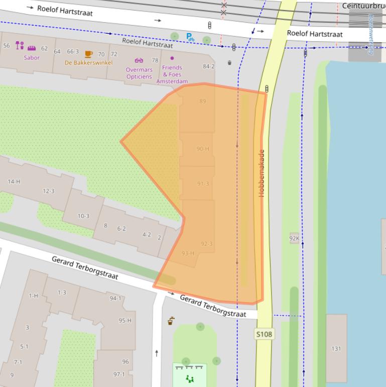 Kaart van postcodegebied 1071XR.